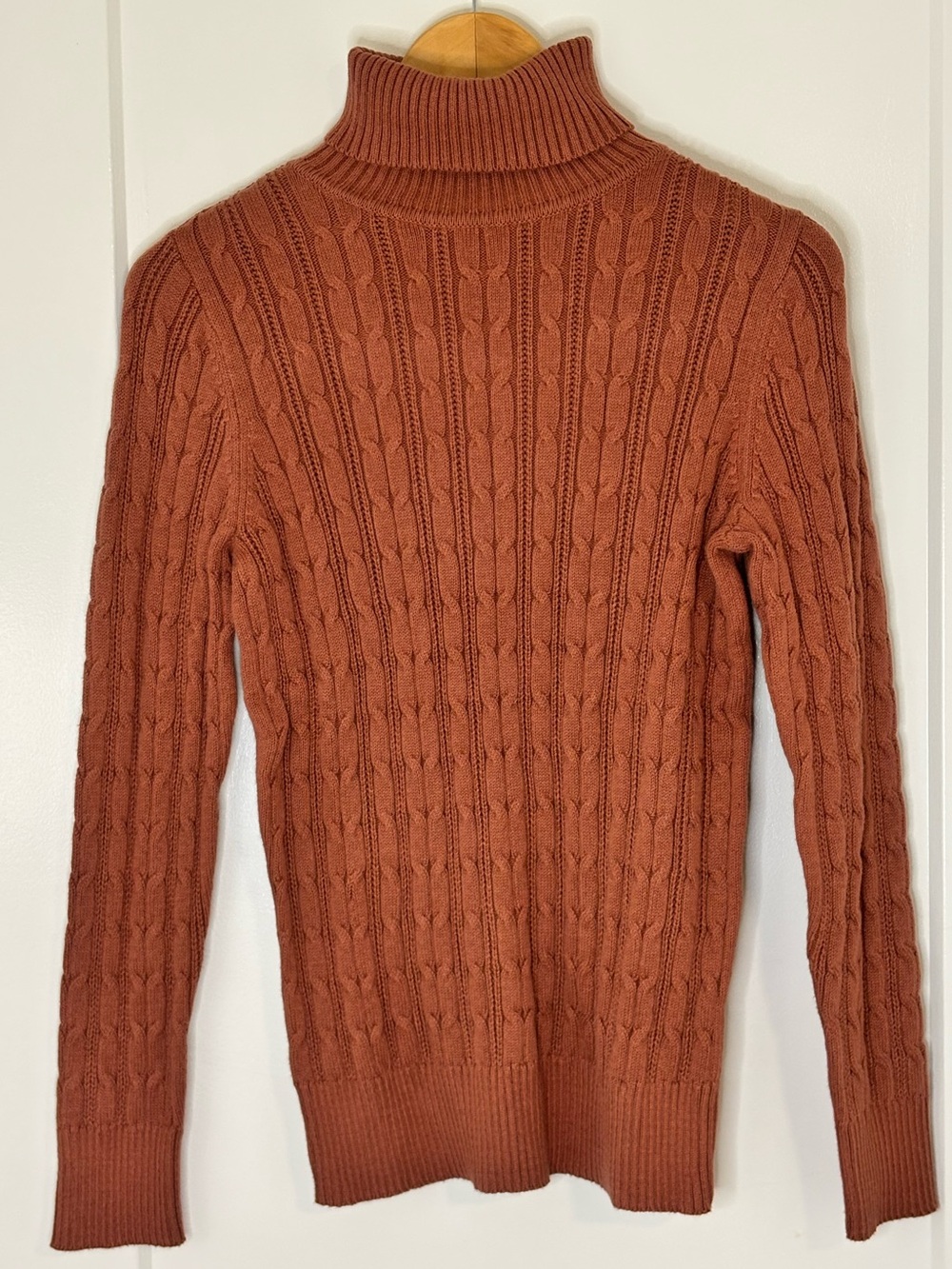 Rust Orange Pumpkin Turtleneck Sweater Knit Fall Cozy Preppy Gilmore Girls